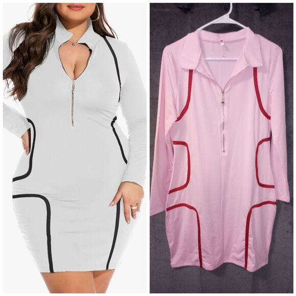 Stylish Pink/Hot Pink Bodycon Dress with Contrast Trim Size XXL NWOT P2P 19 In - Picture 1 of 7